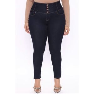 Women’s dark blue skinny denim jeans pants